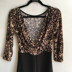 Deep Back Leopard Print Dress